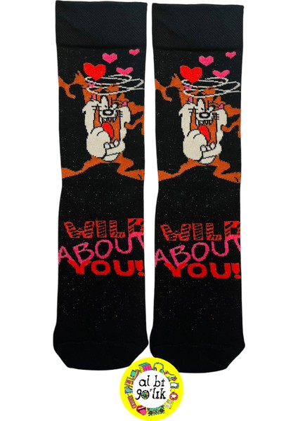 Tazmanya Çizgi Film Karakter Desenli Pamuklu Çorap Unisex