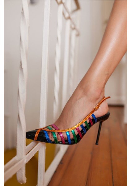 Golde Kadin Gumus Multi Topuklu Ayakkabi