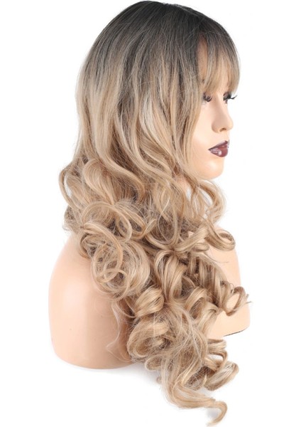 Dalgalı Perçemli Uzun Fiber Sentetik Peruk - Siyah / Balköpüğü Ombreli modelleri