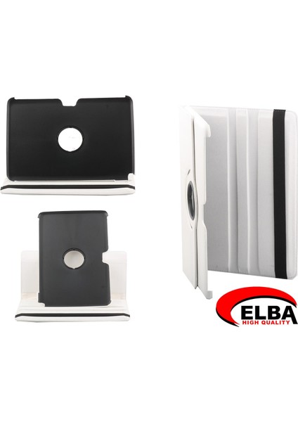 Elba Samsung Tab2 P3100 Renkli Kılıf 360 Derece Dönebilen (Kırmızı-Siyah-Beyaz)