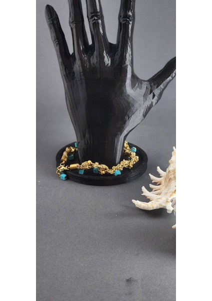 Eşsiz Tasarım Turkuaz Taşlı Örme Bileklik modelleri