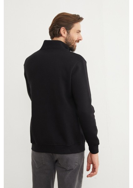 3 Iplik Yarım Fermuarlı Sweatshirt