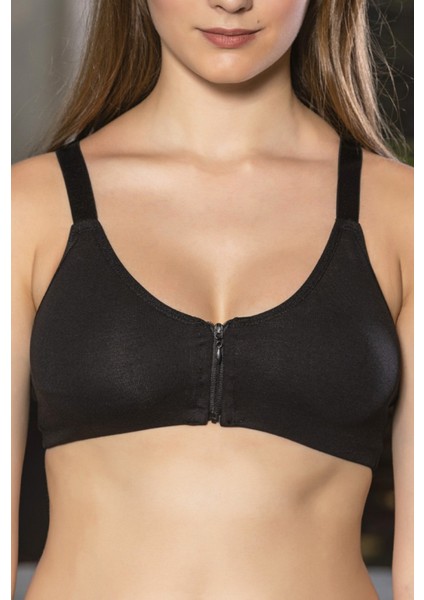 Siyah Önden Fermuarlı Pamuklu Sütyen,günlük ve Medikal Kullanım Için, Kadın Iç Giyim fiyatları