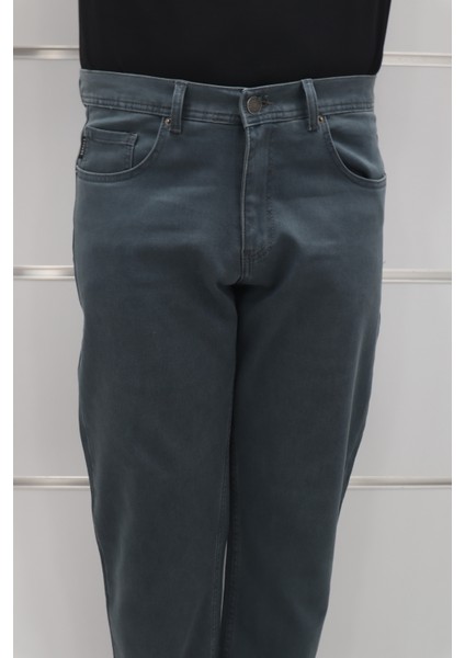 Fistan Store Erkek Yeşil Yüksek Bel Rahat Kesim Boru Paça Büyük Beden Jean Pantolon fiyatları