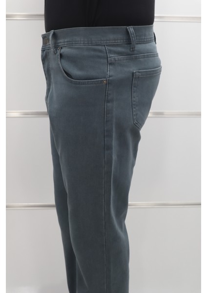 Fistan Store Erkek Yeşil Yüksek Bel Rahat Kesim Boru Paça Büyük Beden Jean Pantolon modelleri