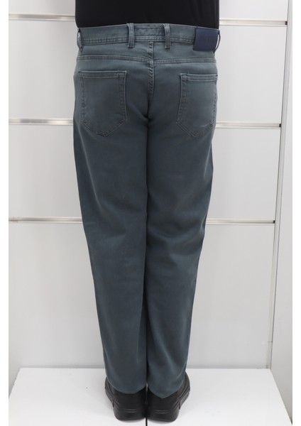 Fistan Store Erkek Yeşil Yüksek Bel Rahat Kesim Boru Paça Büyük Beden Jean Pantolon fırsatları