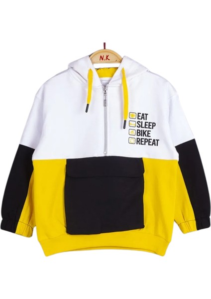 Erkek Çocuk Sarı Beyaz Siyah Kapüşonlu Eşofman Takımı – Pamuklu, Şık ve Rahat Tasarım modelleri