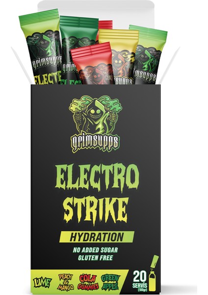 Electro Strike Hydration 20 Saşe Elektrolit, Hidrasyon, Tüm Aromalar, C Vitamini, B3,B5,B6,B12, Magnezyum, Çinko