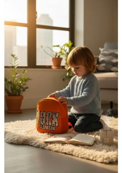 Dolphın PBR-676 Kadıfe Sırt Cantası (Turuncu Luck)