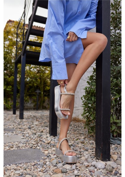 Disco Kadın Fusya Taş Detay Sandalet