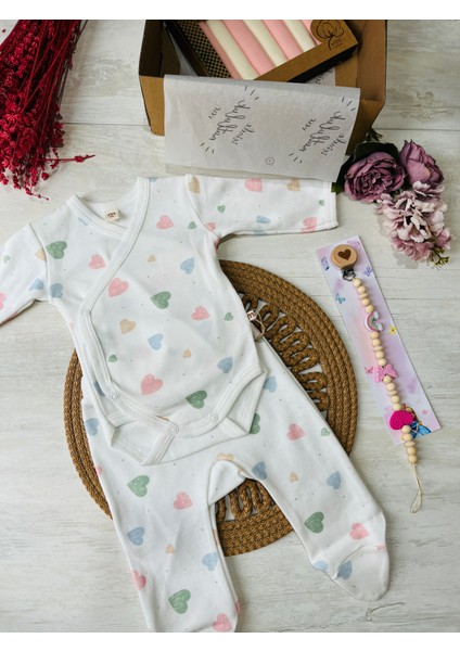 Renkli Kalpli Pembe Müslin Battaniyeli Set Kız Bebek fiyatları