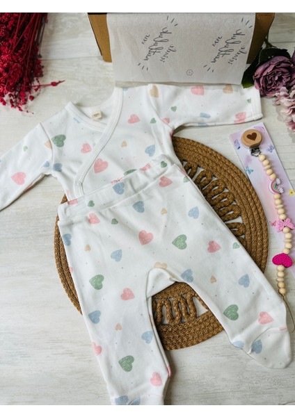 Renkli Kalpli Pembe Müslin Battaniyeli Set Kız Bebek modelleri