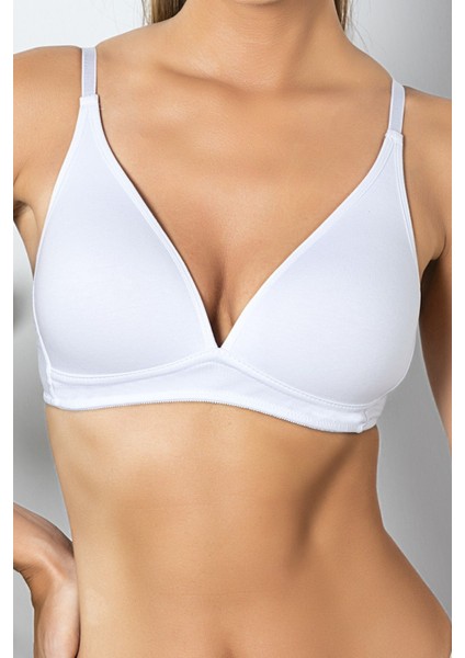 Beyaz Günlük Konforlu Ince Nefes Alan Süngerli Pamuk Sütyen, Kadın Iç Giyim