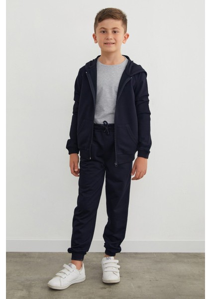 Kapüşonlu Fermuarlı Unisex Çocuk Eşofman Takımı