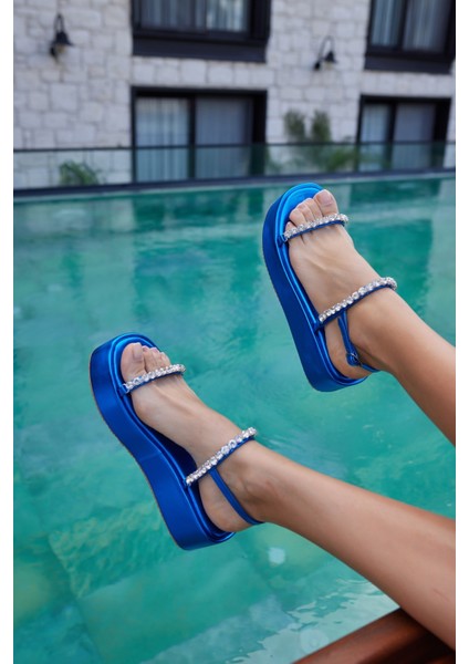 Disco Kadın Fusya Taş Detay Sandalet