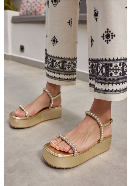 Disco Kadın Fusya Taş Detay Sandalet