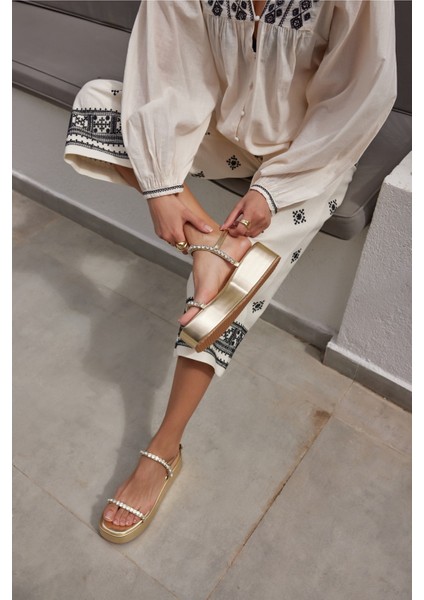 Disco Kadın Fusya Taş Detay Sandalet