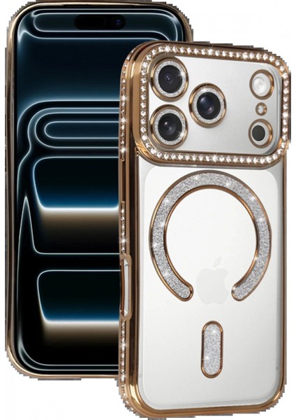 Apple iPhone 17 Pro Joke Simli Magneticsafe Kılıf - Gold