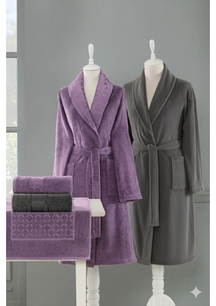 Blesso Aile Bornoz Seti 5 Parça Mürdüm-Antrasit