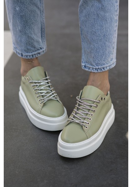 Ojjo Kadın Su Yeşili Taş Detay Sneaker