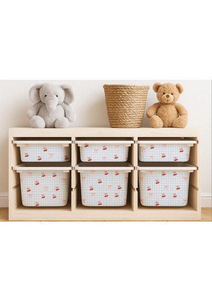 Trofast Kiraz Damalı Sticker - Çocuk Odası Oyuncak Düzenleme Etiketi - Dayanıklı Folyo