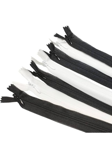 Gizli Fermuar 25 cm 5 Siyah 5 Beyaz
