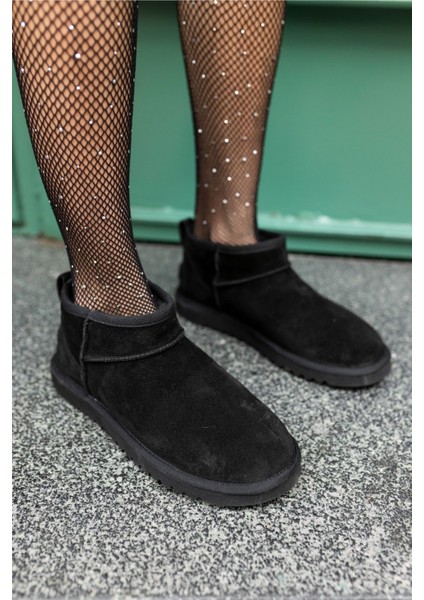 Joyy Kadın W Classıc Gri Gercek Suet Ultra Mini Bot modelleri