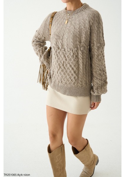 Kadın Bisiklet Yaka Triko Kazak modelleri