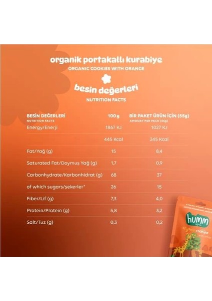 Bfs Humm Organik Vegan Portakallı Kurabiye 55 gr modelleri