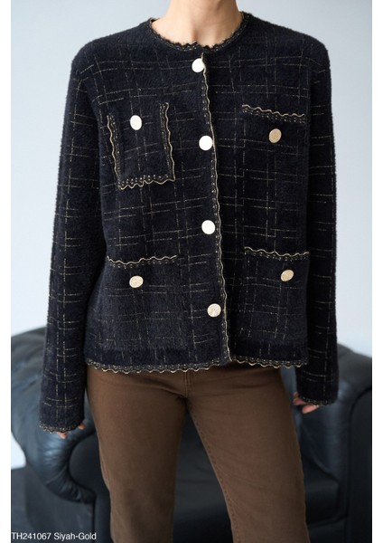 Kadın Kendinden Desenli Düğmeli Hırka fiyatları