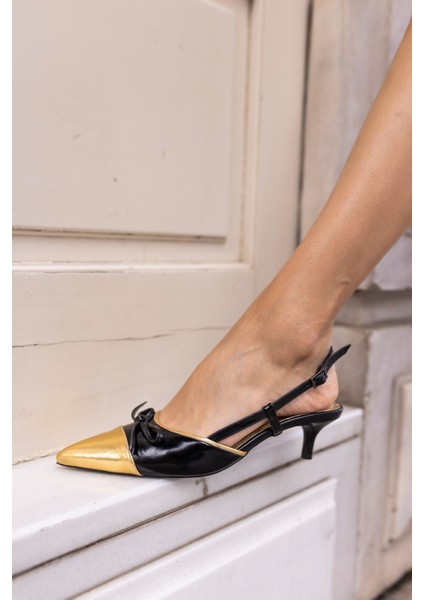 Süsse Kadin Siyah Gumus Alcak Topuklu Sandalet