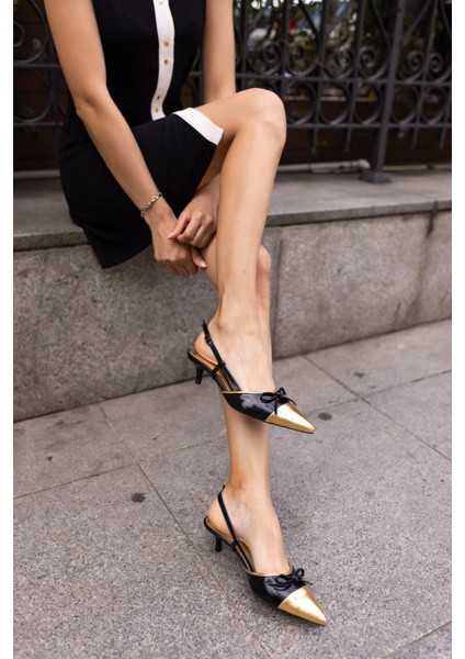 Süsse Kadin Siyah Gumus Alcak Topuklu Sandalet