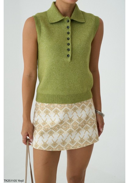 Kadın Erkek Yaka Kolsuz Yarım Düğmeli Kazak fiyatları