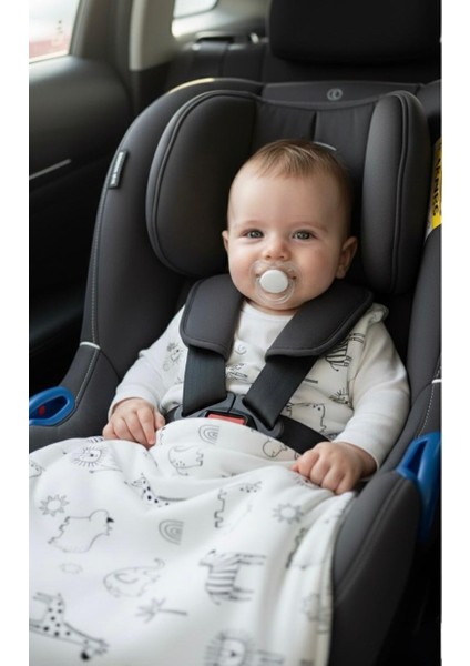 Unisex Bebek %100 Organik Pamuk Siyah Beyaz Safari Soft Kundak Uyku Tulumu - Önlük Hediyeli indirimleri