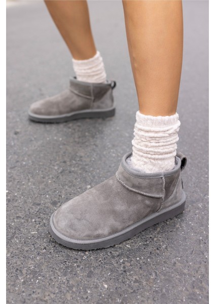 Joyy Kadın W Classıc Gri Gercek Suet Ultra Mini Bot indirimleri