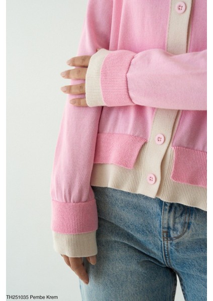 Kadın Çift Renk Ince Sezonlık Düğmeli Hırka fiyatları