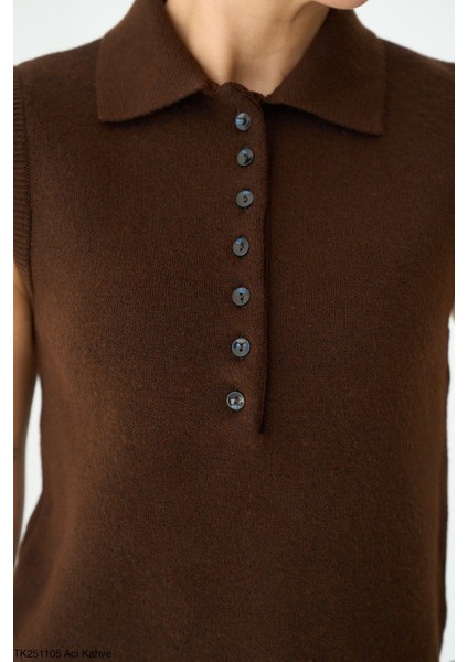 Kadın Erkek Yaka Kolsuz Yarım Düğmeli Kazak fiyatları