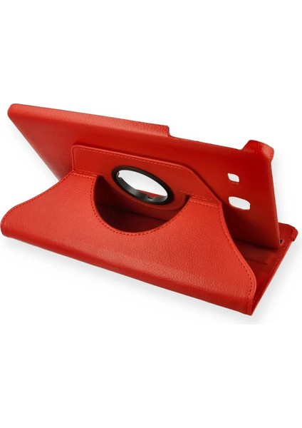 T560 Tab E 9.7 Kılıf 360 Tablet Deri Kılıf - KIRMIZI-(5796)