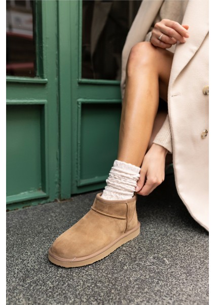 Joyy Kadın W Classıc Gri Gercek Suet Ultra Mini Bot indirimleri