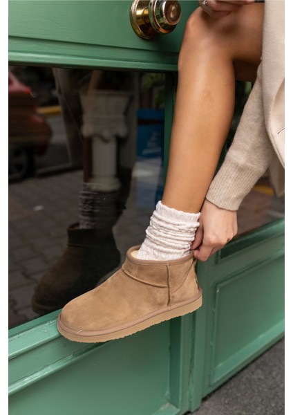 Joyy Kadın W Classıc Gri Gercek Suet Ultra Mini Bot