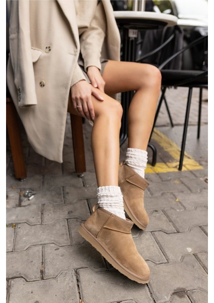 Joyy Kadın W Classıc Gri Gercek Suet Ultra Mini Bot