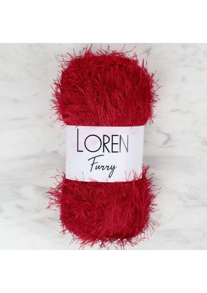 Loren Furry Koyu Kırmızı El Örgü Ipi - RF024 - 34052