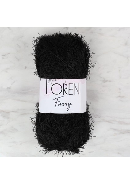 Loren Furry Siyah El Örgü Ipi - RF1001 - 34066