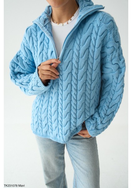 Kadın Yarım Fermuarlı Boğazlı Uzun Kol Kışlık Kazak fiyatları