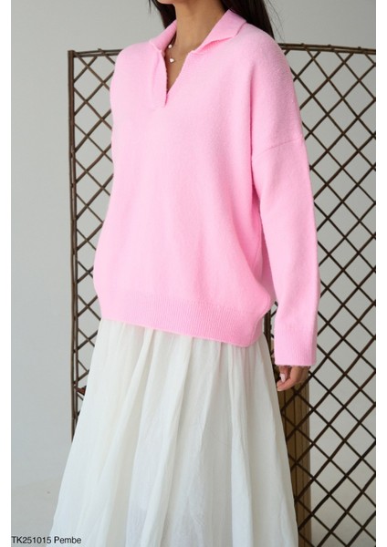 Kadın Erkek Yaka Uzun Kollu Basic Triko Kışlık Kazak modelleri