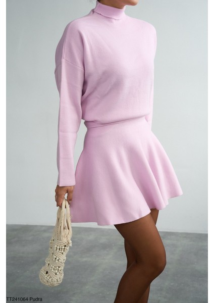 Kadın Triko Mini Etek-Kazak Ikili Takım