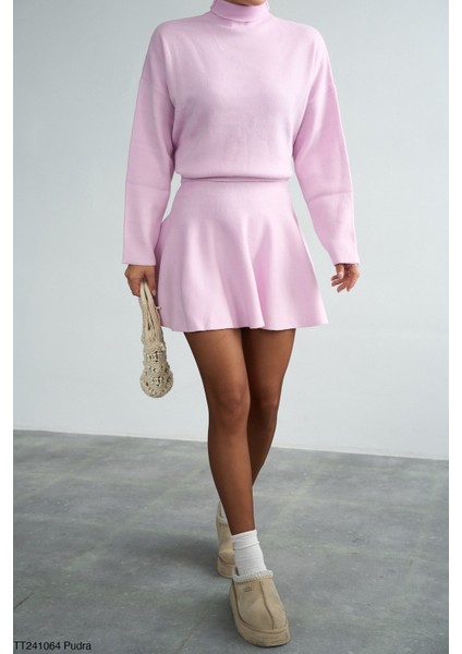 Kadın Triko Mini Etek-Kazak Ikili Takım modelleri