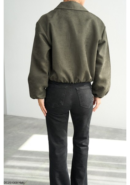 Kadın Kısa Fermuarlı Bomber Basıc Sezonluk Ceket modelleri