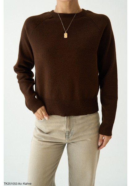 Kadın Bisiklet Yaka Basıc Regular Kesim Kazak