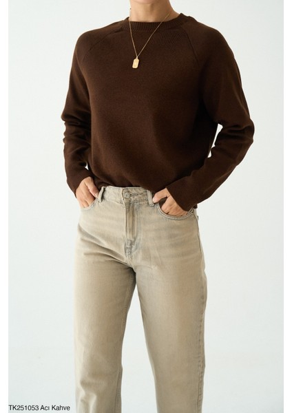 Kadın Bisiklet Yaka Basıc Regular Kesim Kazak modelleri